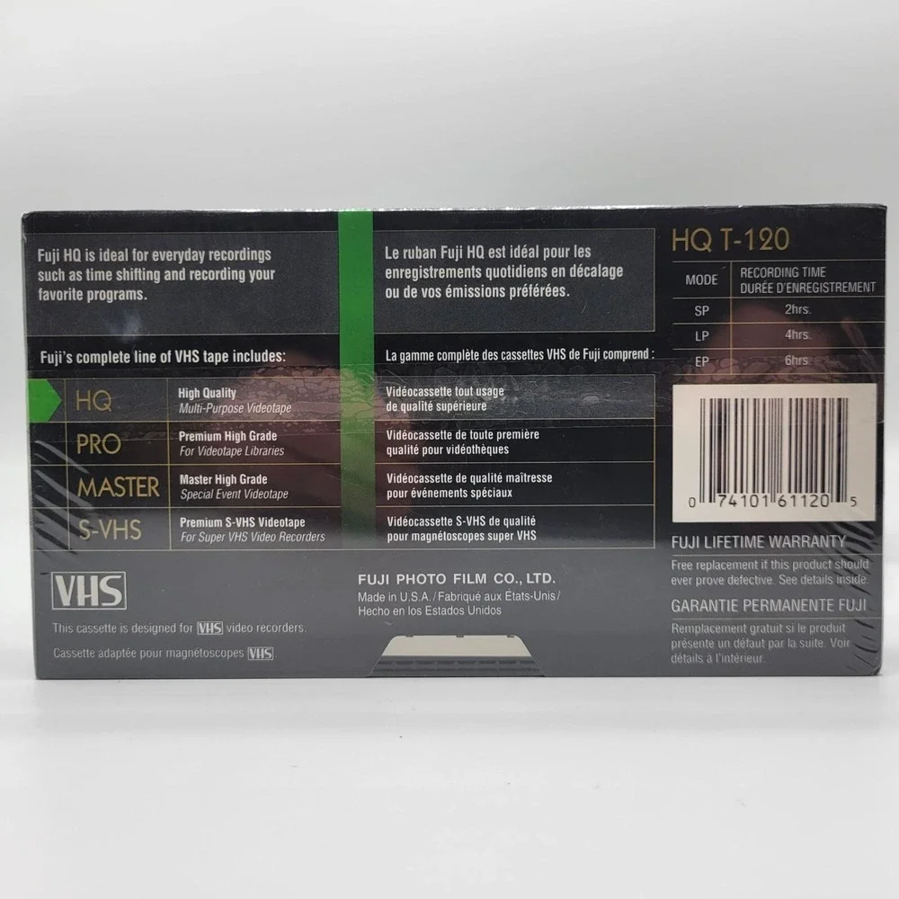 Fuji HQ 120 VHS Tapes 6-Hour Recording High Quality Blank Video Tape Set Of 2